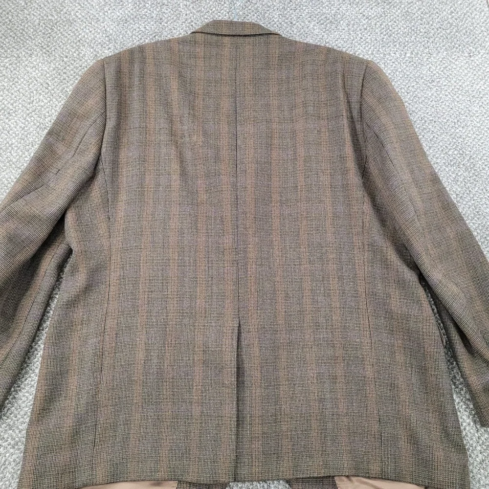 Cremieux Mens 52L Brown Plaid 100% Wool 2 Button Blazer Sport Coat Made Canada